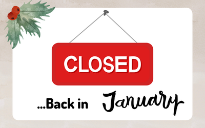 Infographic reading: 'Closed, back in January'