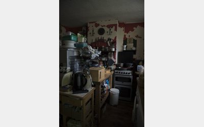 Example of damp on the walls of a kitchen.