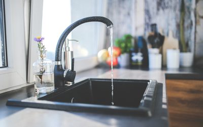 Running water from a kitchen tap.