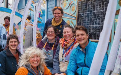 PEC staff and artists with solar artwork at the union street party.